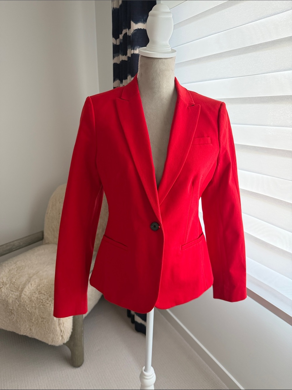 Banana Republic Red Single-Button Tailored Blazer